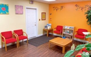 Maryland Pediatric Care waiting area red seats 3