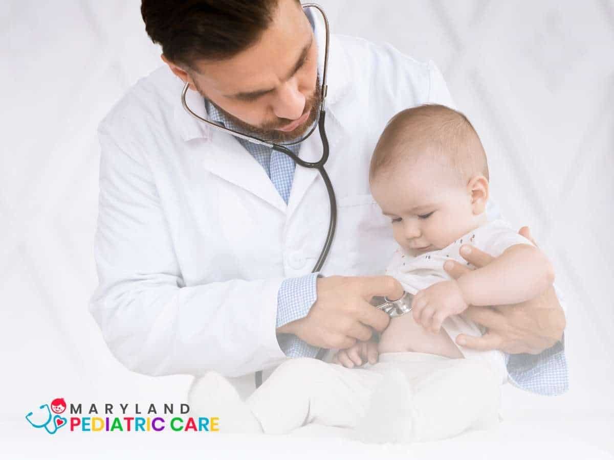 A Maryland pediatrician treating a baby with chest congestion